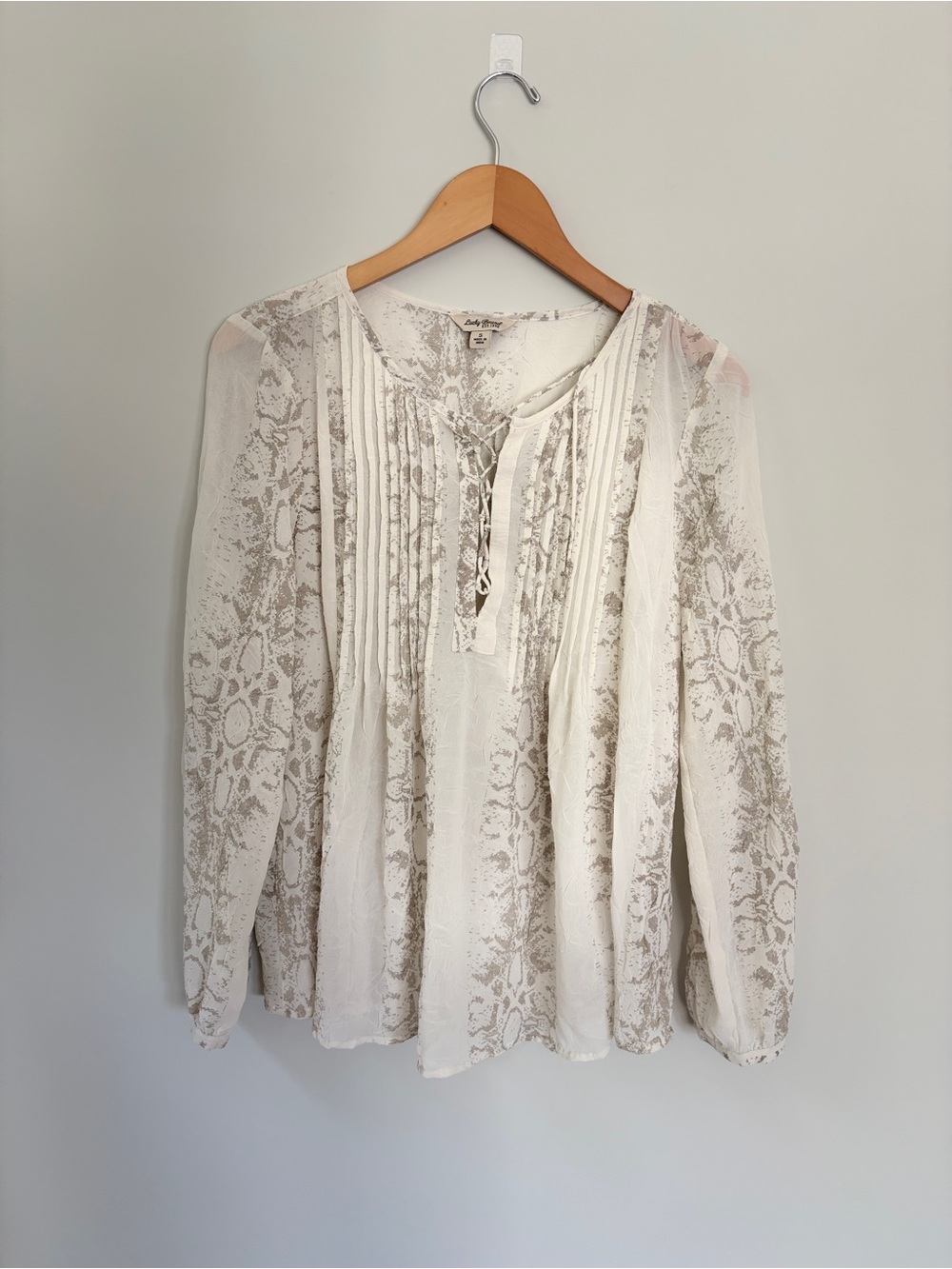 Lucky Brand Boho Lace-Detail Long Sleeve Women’s Top in Cream
